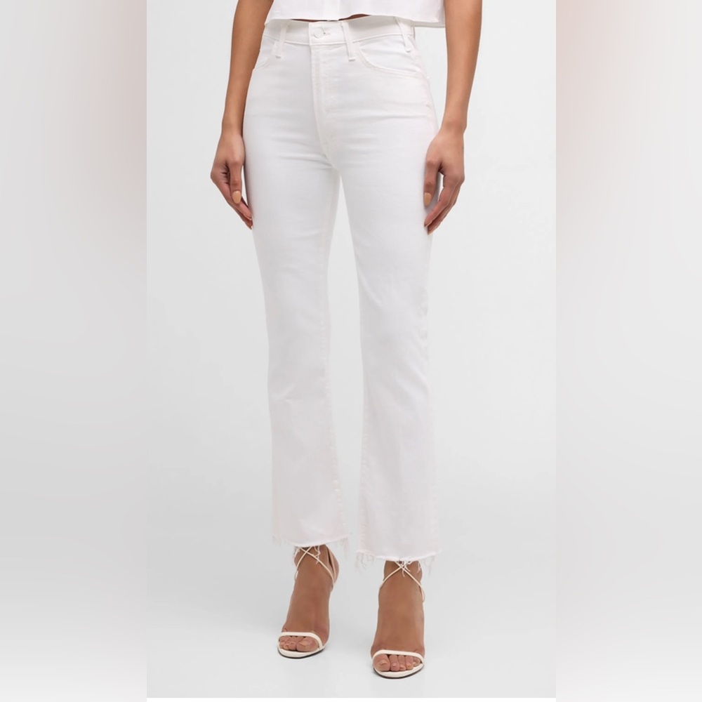 MOTHER JEANS Women's The Hustler Ankle Fray High Rise size 25, white